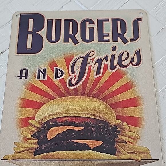 Burgers and Fries Fresh and Delicious Sign Restaurant Kitchen Decor 8" T x 6"W - Picture 2 of 6